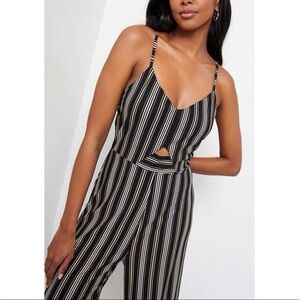 B&W Striped Cutout Jumpsuit Full Length Sz XS
